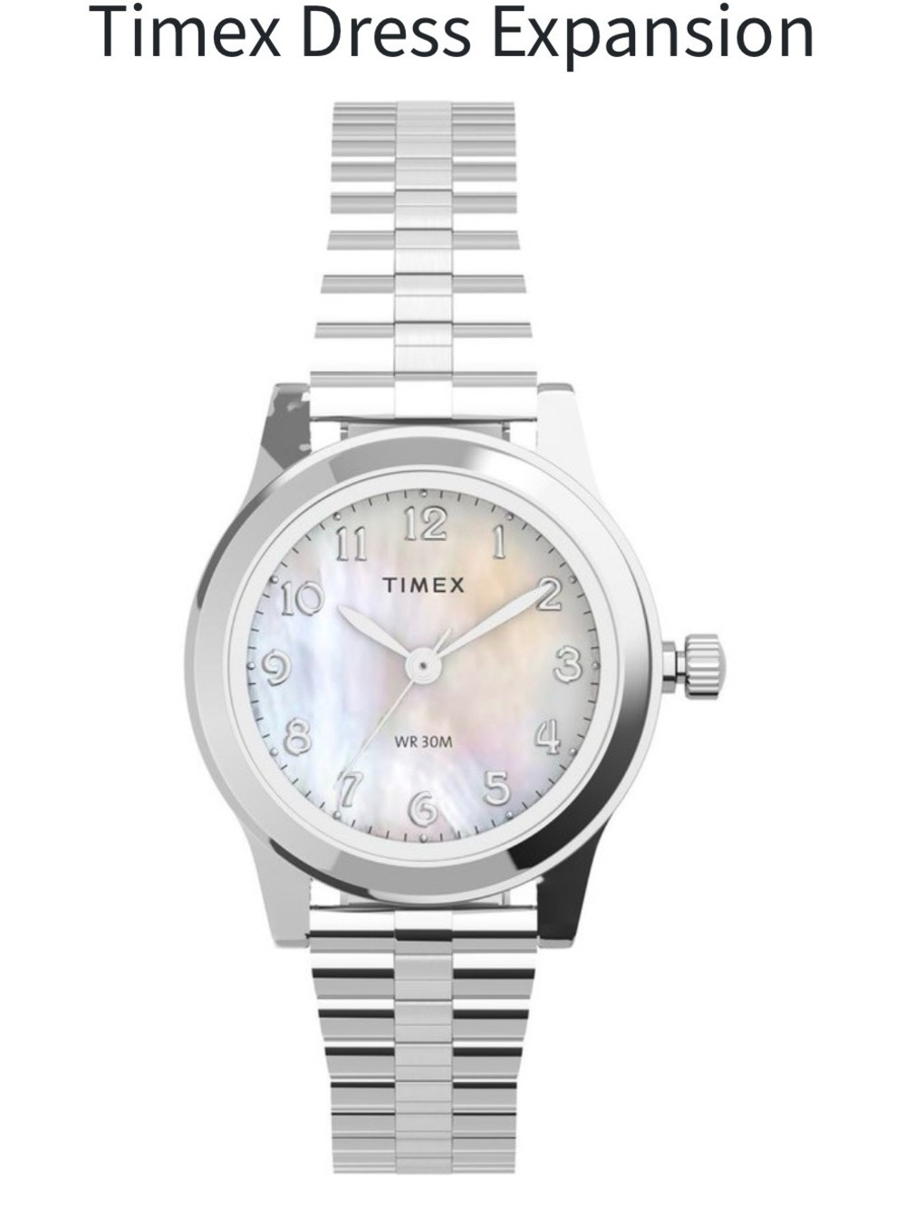 Timex Silver Dress Watch with Iridescent Mother-of-Pearl Dial INDIGLO NEW IN BOX